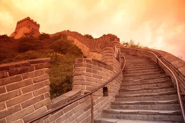 Закат Великой стены, Пекин, Китай — стоковое фото
