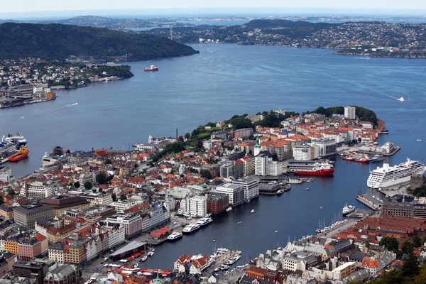 Vista de Bergen desde el Monte Floyen, Noruega —  Fotos de Stock