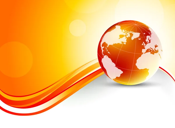 Orange background with globe — Stock Vector