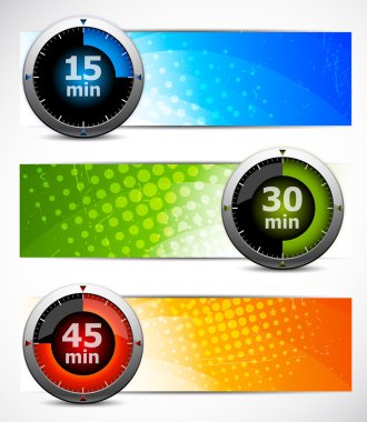 Set of banners with timers clipart