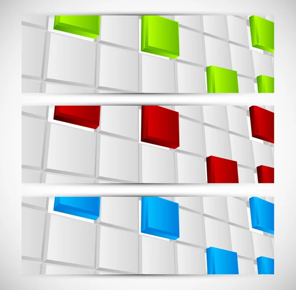 Ensemble de bannières avec carrés 3d — Image vectorielle