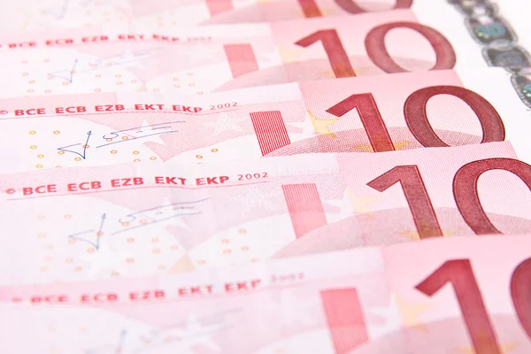 Tio eurosedlar bakgrund — Stockfoto