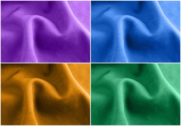 Čtyři barevné tkaniny textura — Stock fotografie
