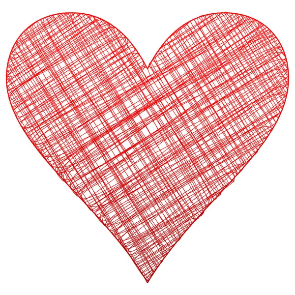 Rode tekening hartsymbool — Stockvector