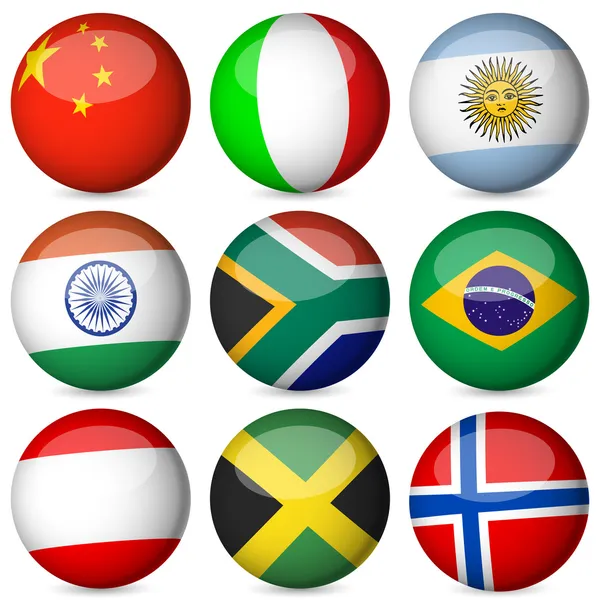 Conjunto de bolas bandera nacional 2 — Vector de stock
