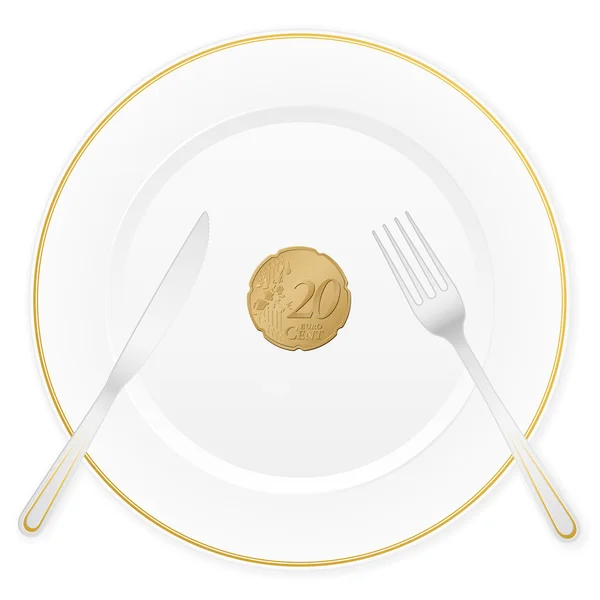 Assiette et vingt centimes d'euro — Image vectorielle