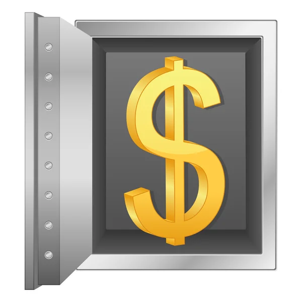 Bank safe and gold dollar symbol — Stock Vector