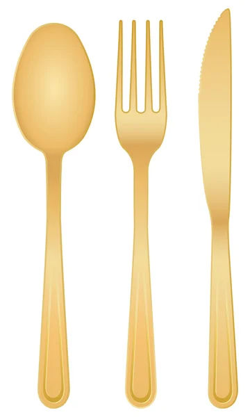 Gold cutlery set — Stock Vector