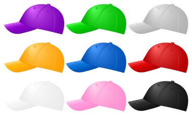 Color baseball caps clipart