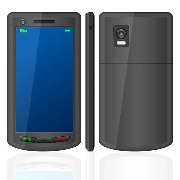 Чорний набір мобільних телефонів — стоковий вектор