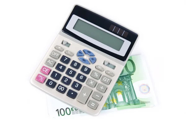 100 euro i kalkulator — Zdjęcie stockowe