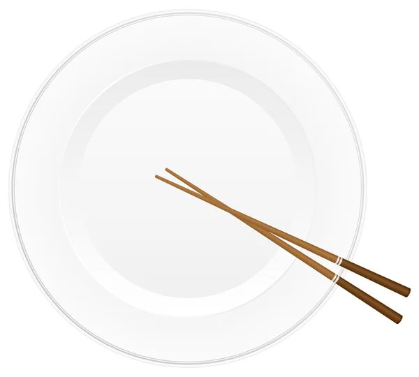 Chopsticks and plate — Stock Vector