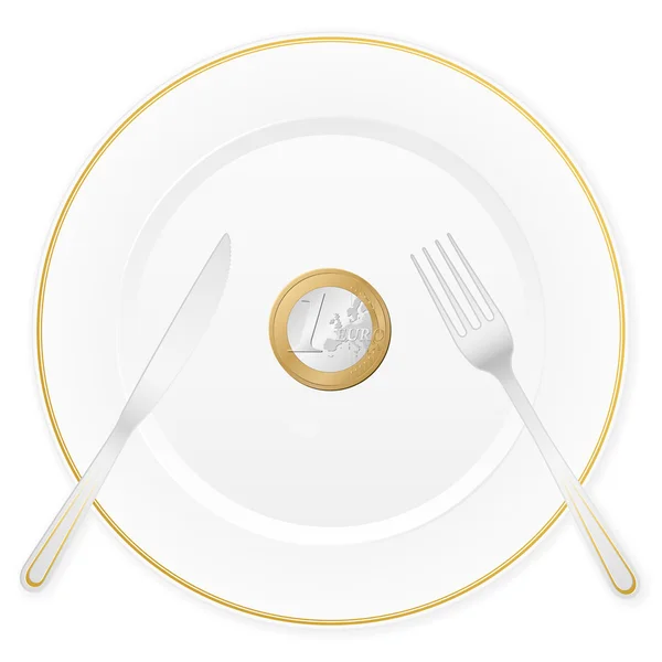Plate and one euro coin — Stock Vector