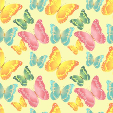 Seamless pattern with silhouettes colorful butterflies clipart