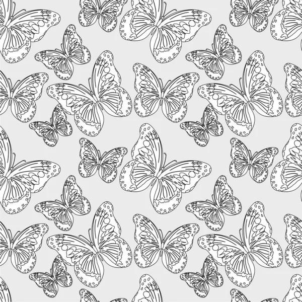 シルエット蝶とのシームレスなパターン — ストックベクタ