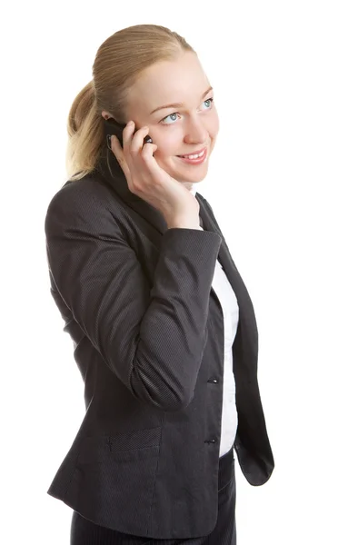 Femme d'affaires parlant sur téléphone portable Image En Vente