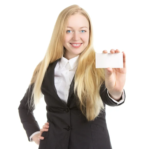 Donna d'affari con carta bianca — Foto Stock