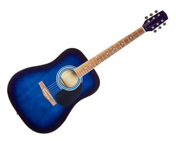 Голубая акустическая гитара — стоковое фото