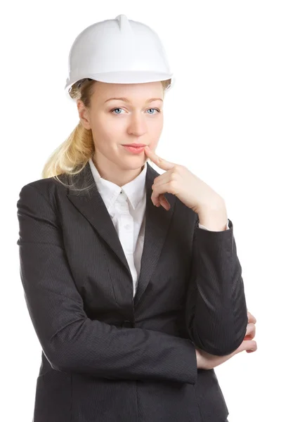 Engineer Woman Thinks — Stock Photo, Image