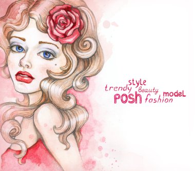 Watercolor fashion illustration clipart