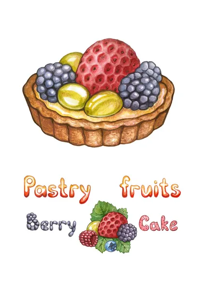 Ilustracja owoców ciasto — Zdjęcie stockowe