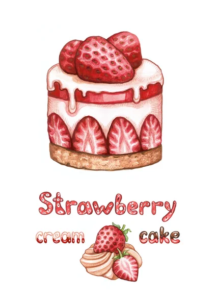 Illustration d'un gâteau aux fraises — Photo