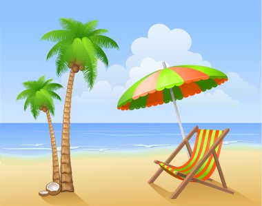 Chaise lounge on a beach clipart