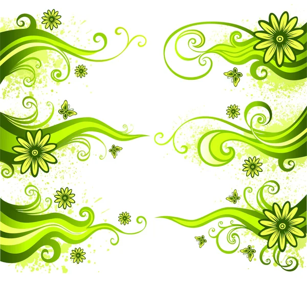 Groene floral designelementen — Stockvector