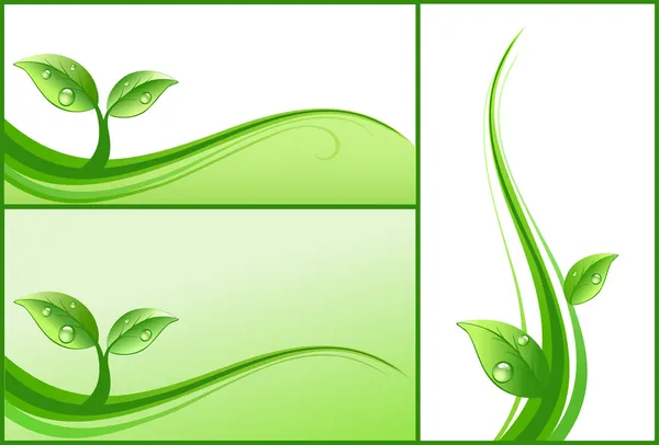 Éléments de design vert abstrait avec feuilles — Image vectorielle
