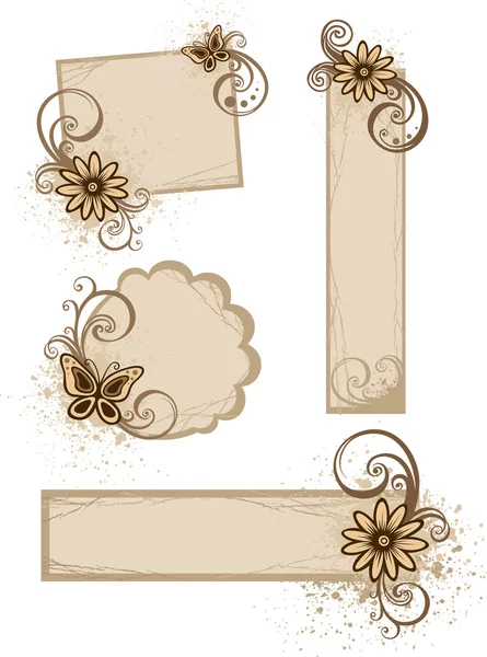 Grunge-Rahmen mit Blumen — Stockvektor