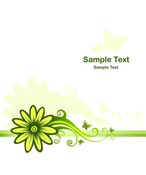 緑の花のデザイン要素と背景 — ストックベクタ