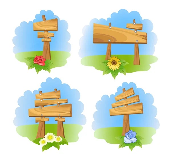 Uppsättning av trä skyltar — Stock vektor