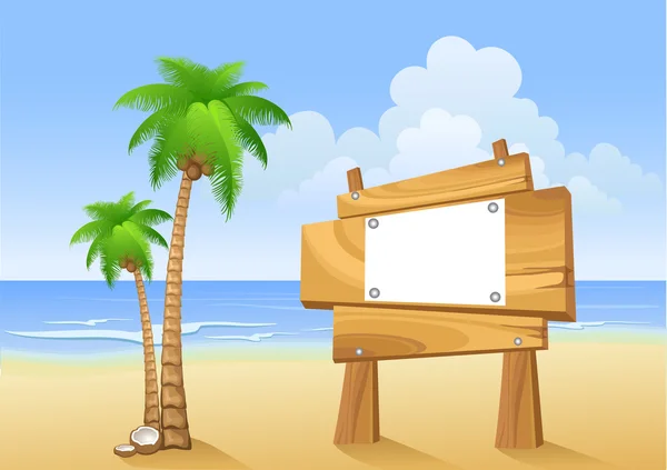Palmiers et panneau en bois — Image vectorielle