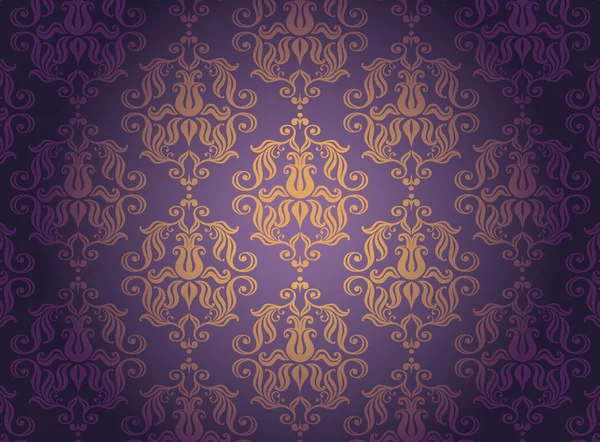Modèle ornemental en or de luxe sur fond violet — Image vectorielle