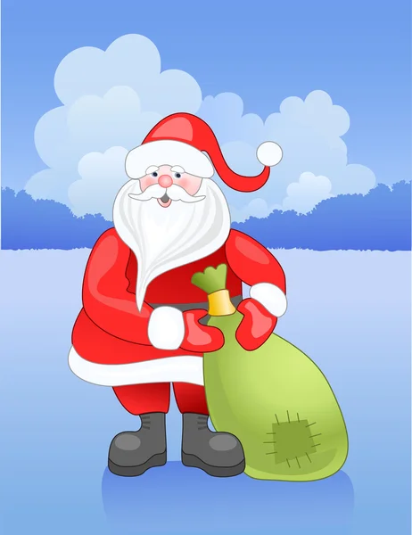 Paysage hivernal et Père Noël — Image vectorielle