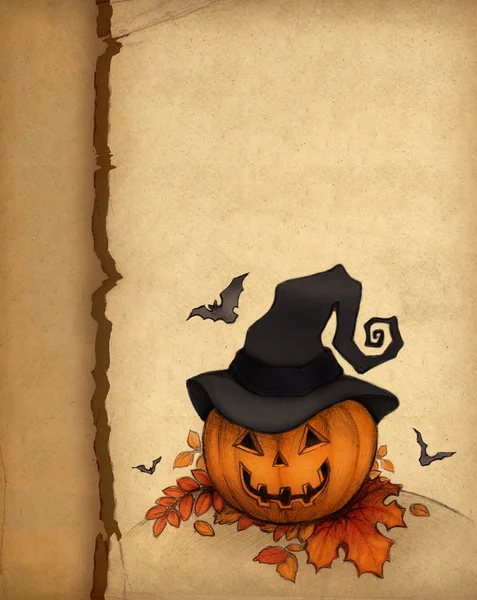 Tarjeta de felicitación de Halloween con calabaza —  Fotos de Stock