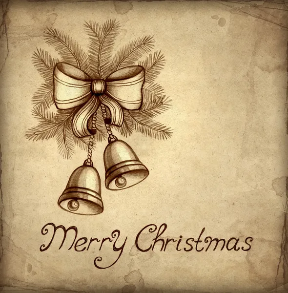 Cartão de felicitações de Natal com ilustração de sinos — Fotografia de Stock