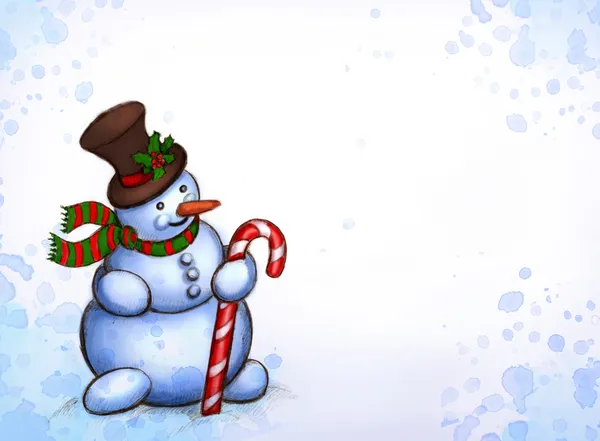 Fondo de Navidad con ilustración de muñeco de nieve — Foto de Stock