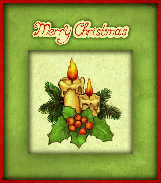 与绘图的圣诞装饰品贺卡 — 图库照片