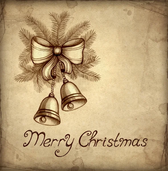 Tarjeta de felicitación navideña con ilustración de campanas — Foto de Stock