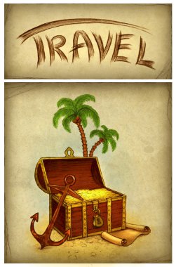 Drawing of pirate's treasure clipart