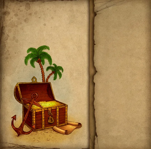 Background with drawing of pirate's treasure — Stock Photo, Image