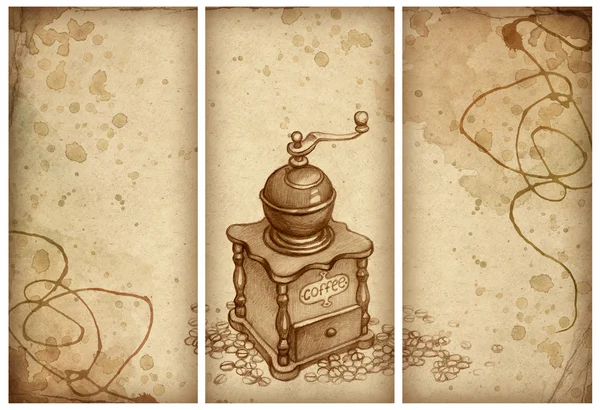 Pozadí s náčrtek mlýnek na kávu — Stock fotografie