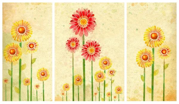 Cartaz com flores de aquarela — Fotografia de Stock
