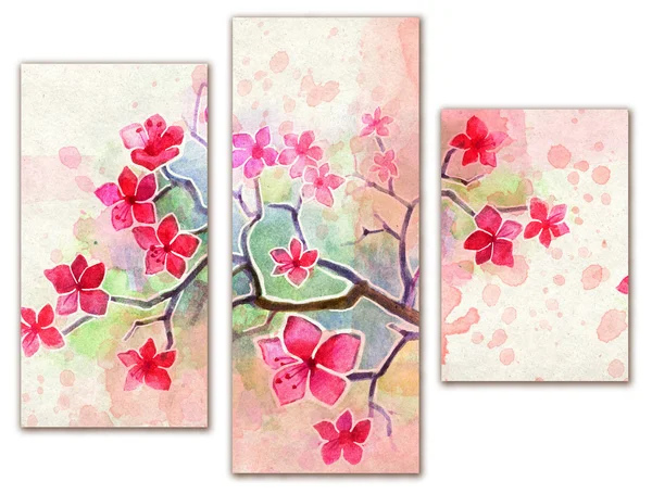 Affisch med rosa akvarell blomma — Stockfoto