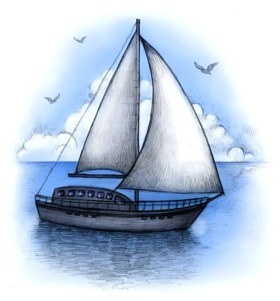 Yelkenli tekne çizimi — Stok fotoğraf