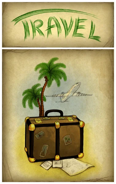 Background with travel illustration — Stock Photo, Image