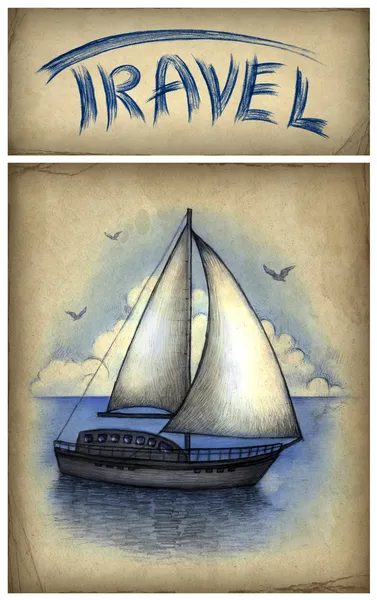 Illustration of sailing boat — Stock Photo, Image