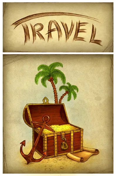 Drawing of pirate's treasure — Stock Photo, Image