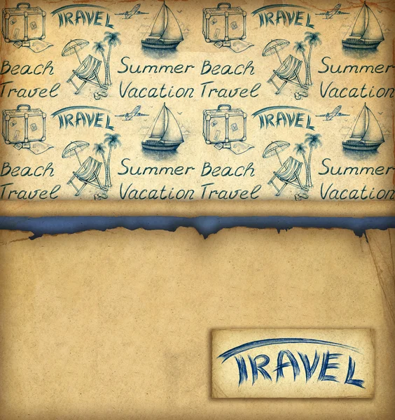 Wallpaper with travel text and illustrations — Stock Photo, Image